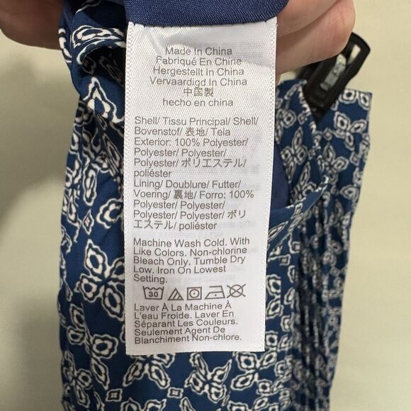 J. Crew Factory New Navy White Print Pleated Mini Skirt Preppy Feminine Size 12 - Picture 11 of 12